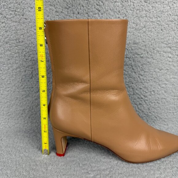 Aeyde Boots Womens 8 / EU 39 Shoes Tan Brown Ivy Leather Ankle Zip Booties Heels - Picture 11 of 11